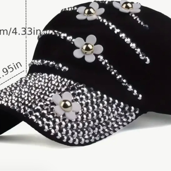 BRAND NEW GORGEOUS BLING Distressed Denim Adjustable  Baseball Hat - Picture 7 of 7